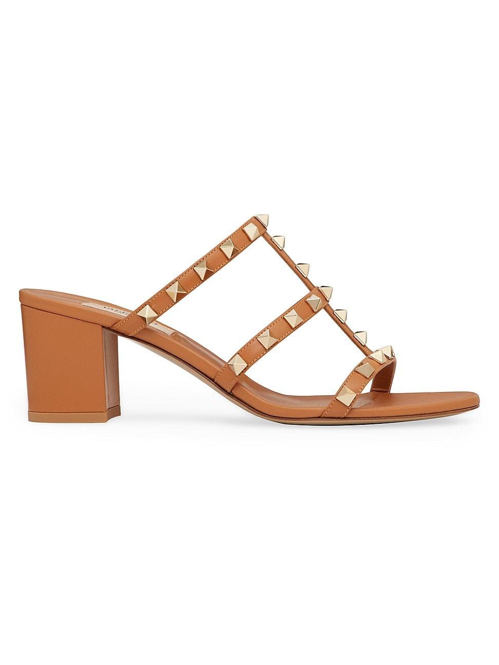 Rockstud Caged Block-Heel Slide Sandals Product Image