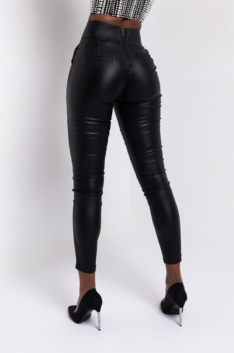 AMMO x AKIRA BIG BOOTY HIGH WAIST PLEATHER PANT WITH 4 WAY STRETCH Product Image