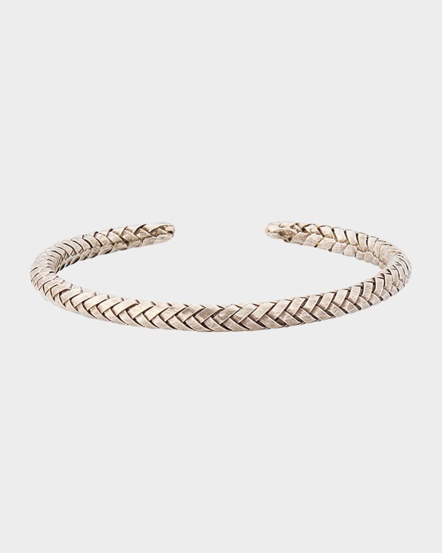 Mens Braided Sterling Silver Cuff Bracelet Product Image
