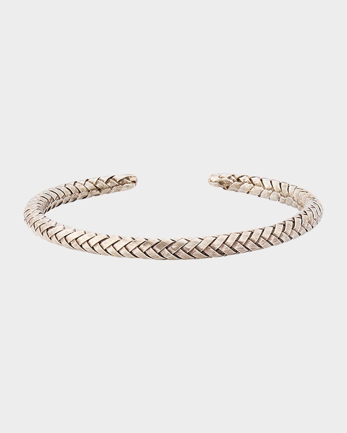 Mens Braided Sterling Silver Cuff Bracelet Product Image