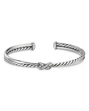 David Yurman Sterling Silver Petite X Diamond Cuff Bracelet Product Image