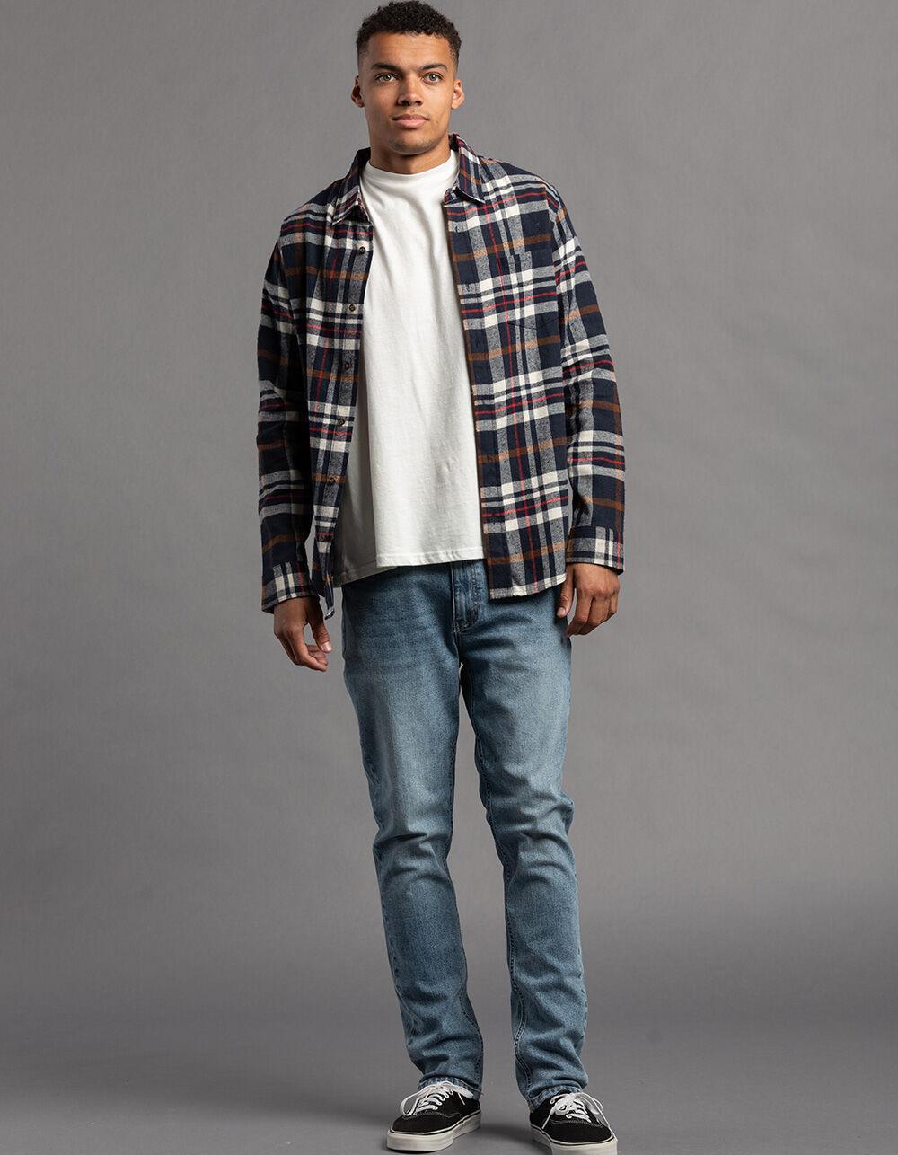 RSQ Mens Plaid Flannel - NAVY/ORANGE Product Image