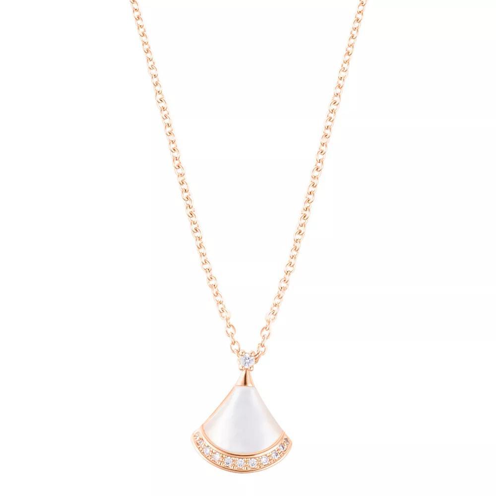 Adornia 14k Rose Gold Tone Mother of Pearl Cubic Zirconia Leaf Pendant Necklace, Womens Product Image