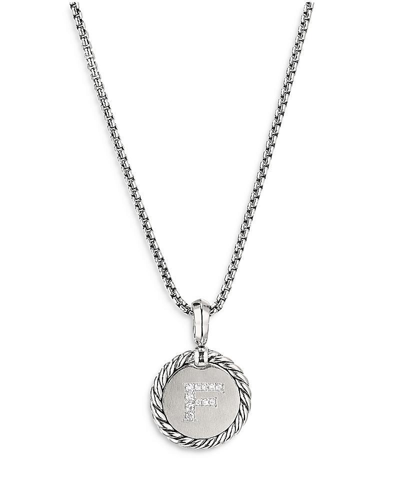 David Yurman Sterling Silver Cable Collectibles Initial Charm Necklace with Diamonds, 18 Product Image