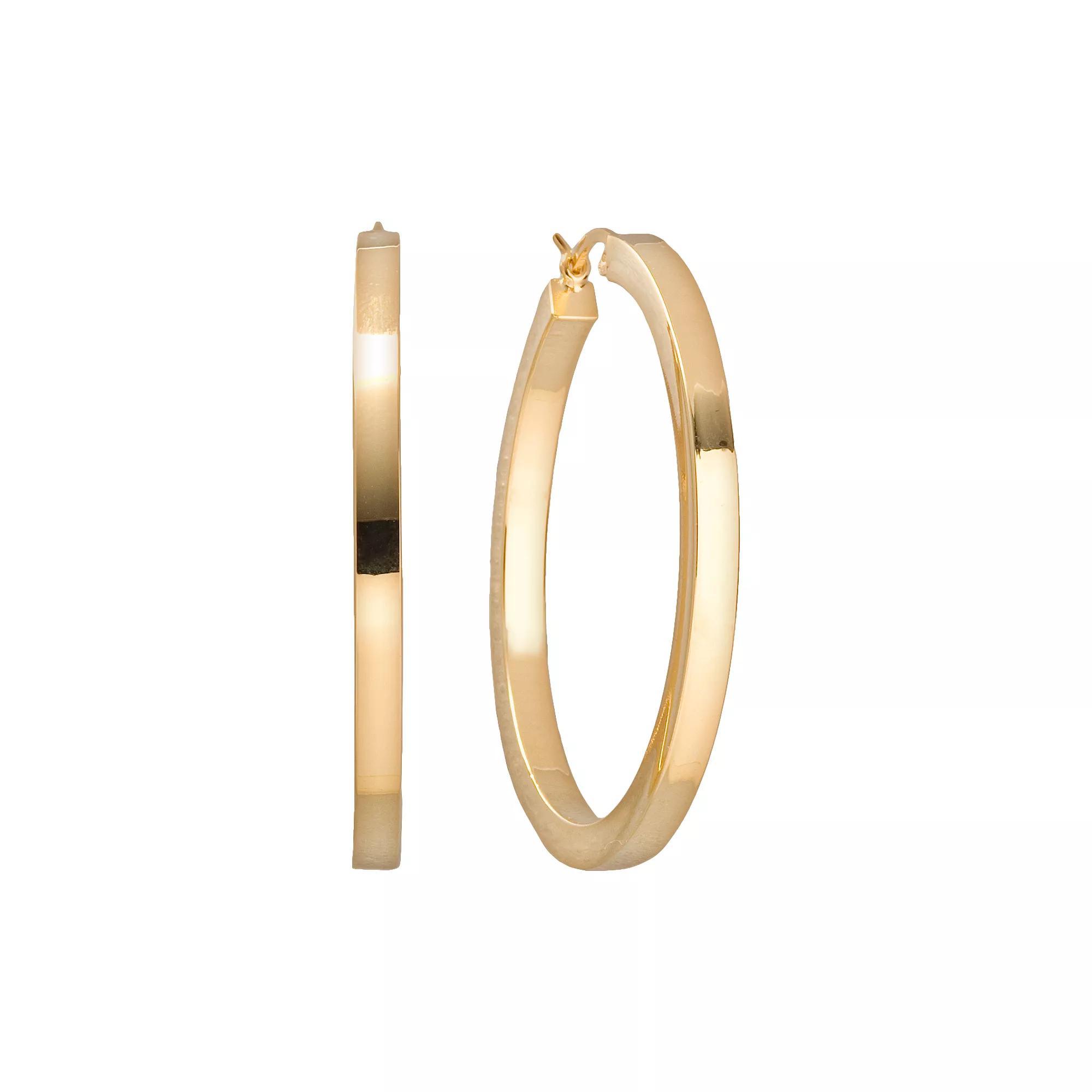 18k Gold-Over-Silver Hoop Earrings, Womens, 18k/Silver Product Image