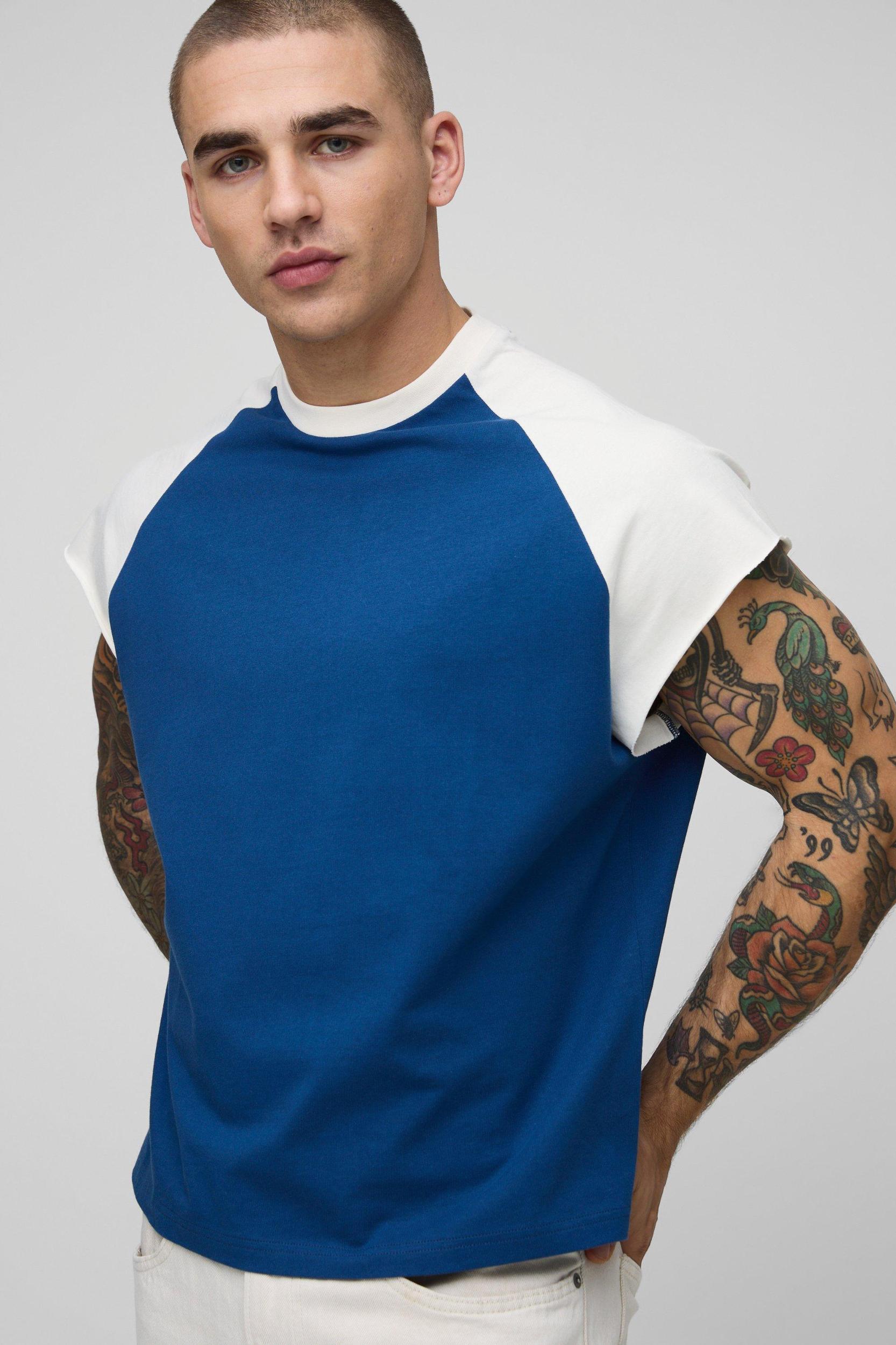 Oversized Boxy Contrast Panel Raglan Sleeve Tank | boohooMAN USA Product Image