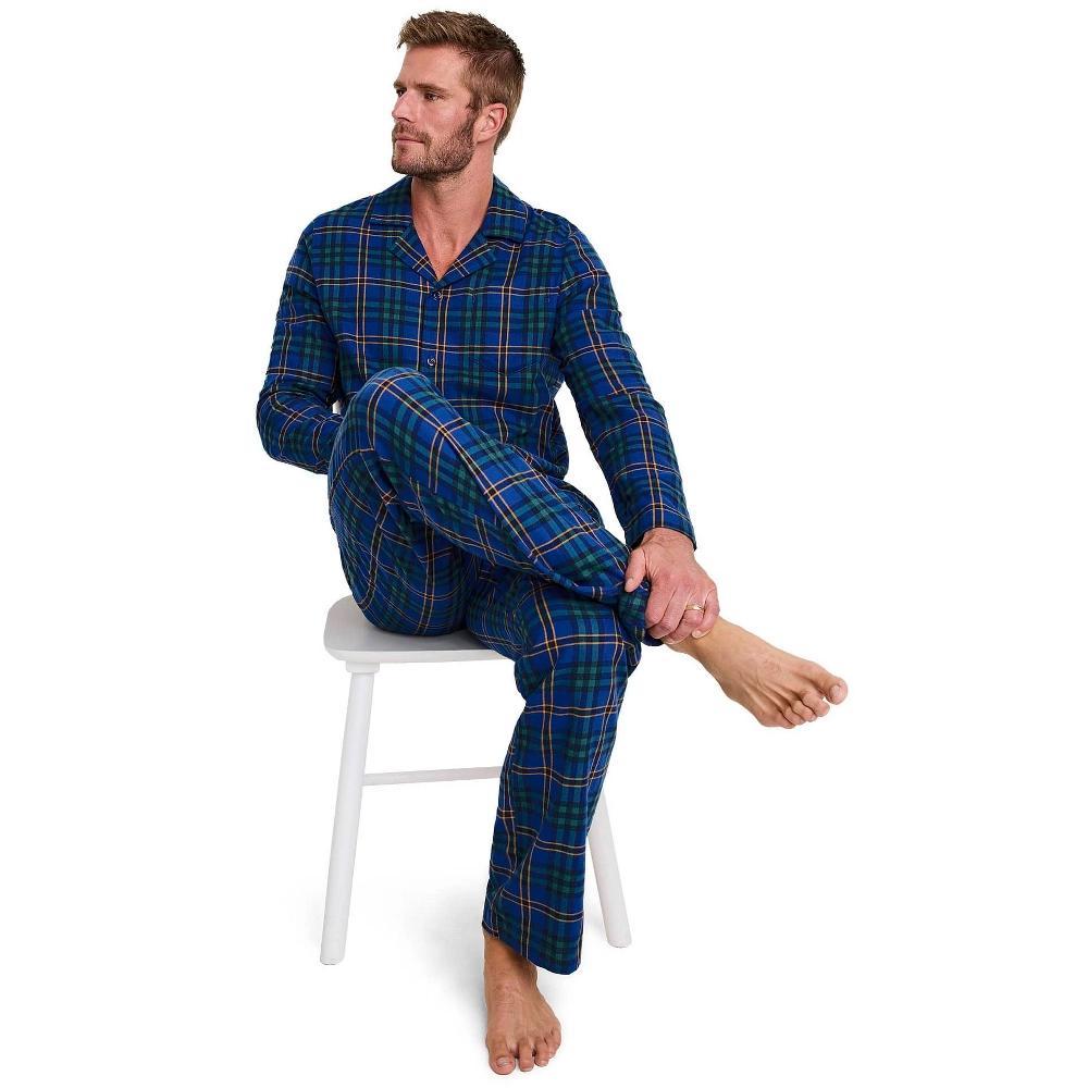 Jockey Men's Flannel Sleep Set S Ocean Blue Rocky Plaid Product Image