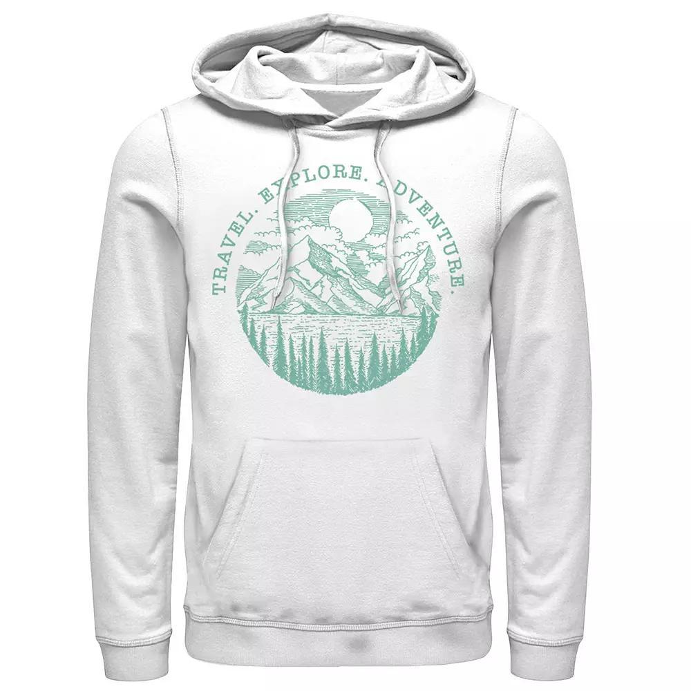 Men's Travel Explore Adventure Sketch Mountains Hoodie, Size: XXL, White Product Image