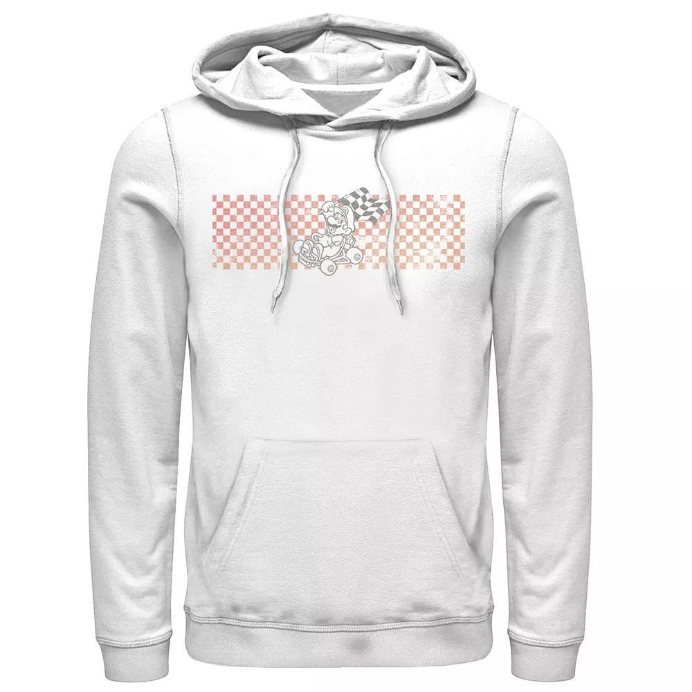 Men's Nintendo Mario Kart Finish Line Checkered Flag Hoodie, Size: 3XL, White Product Image