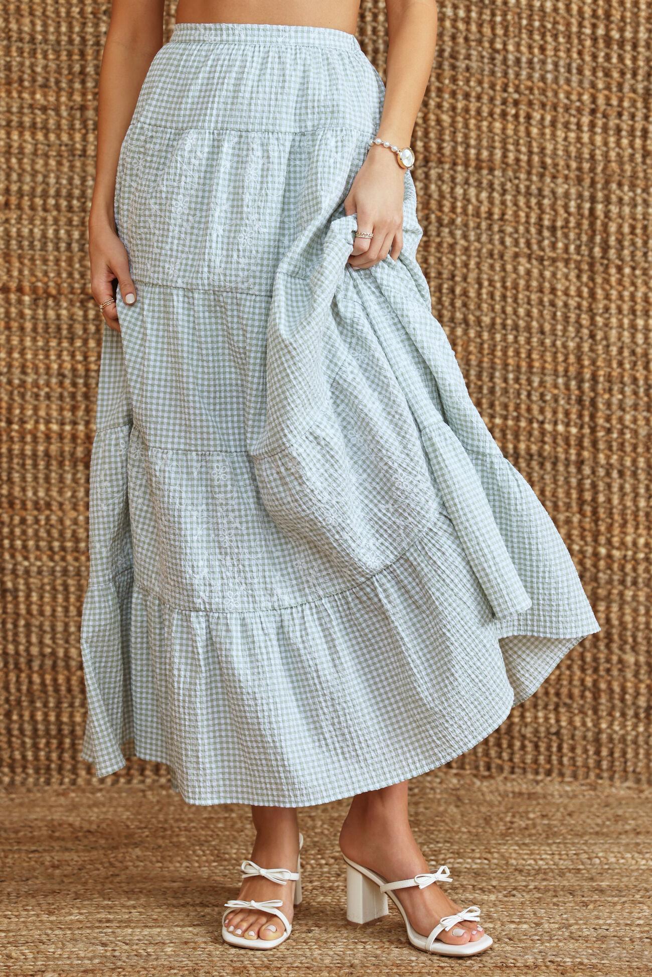 Fleur Gingham Maxi Skirt Product Image