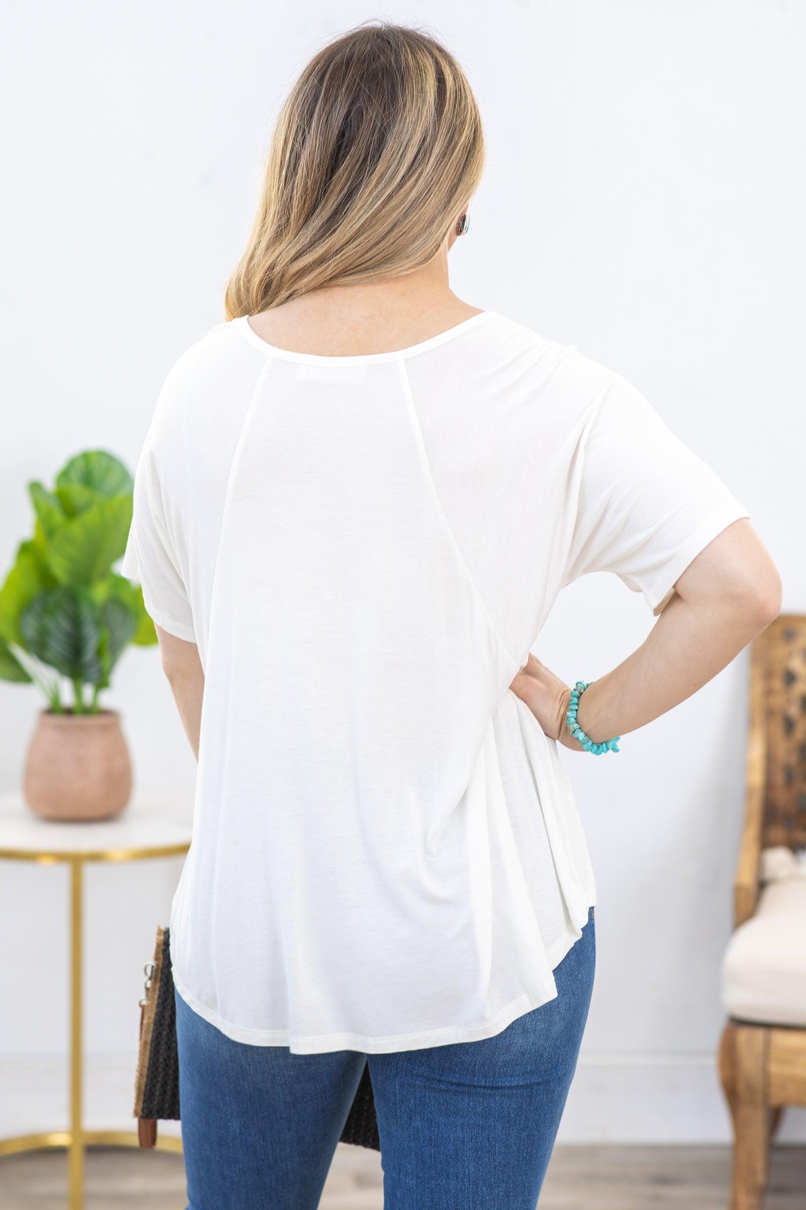 Ivory Oversized Short Sleeve Knit Top Product Image