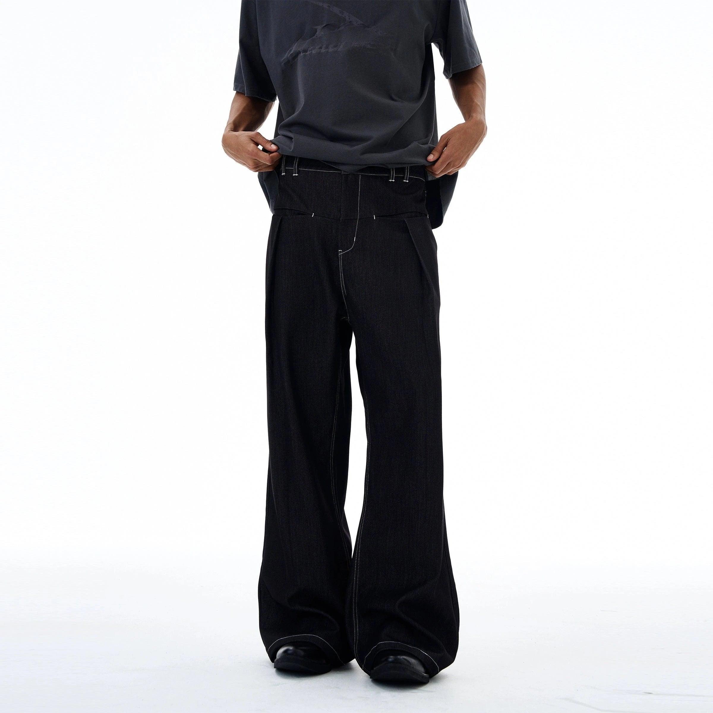 RT No. 19562 PLEATED BLACK FLARE JEANS Product Image