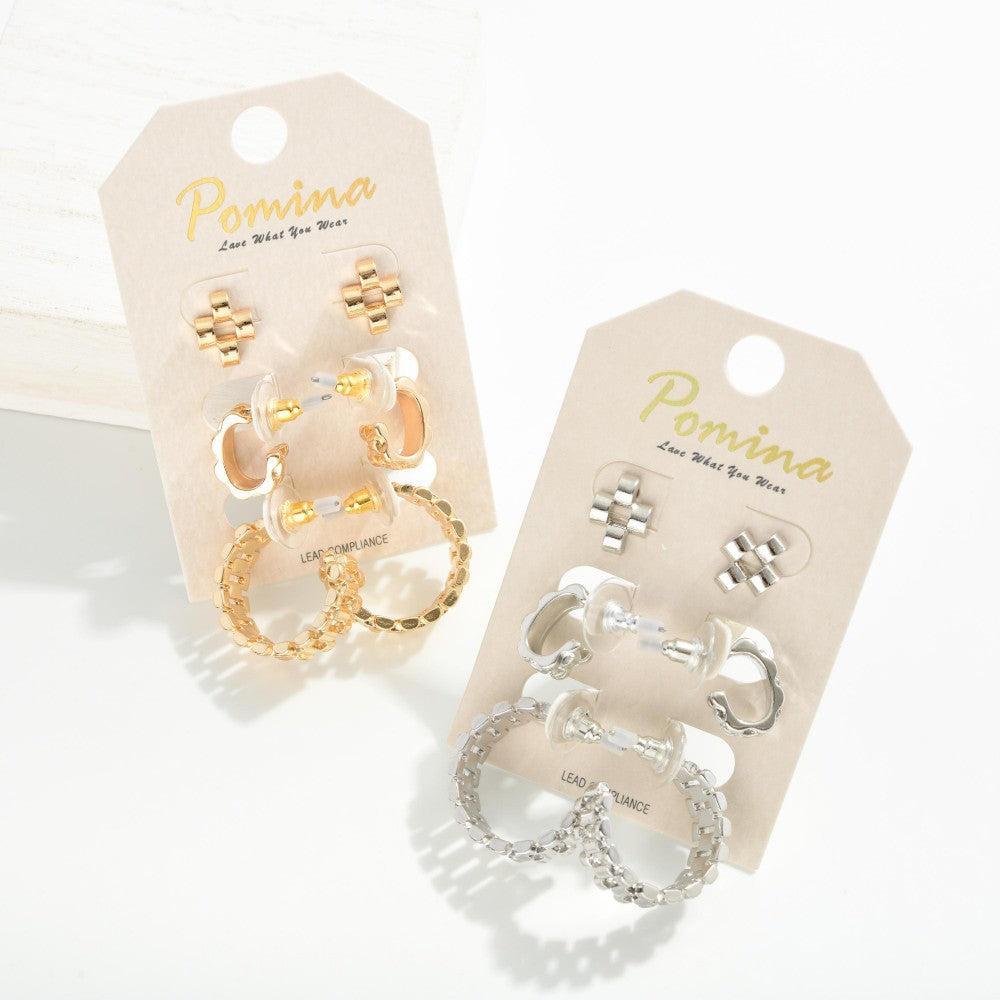 Hoop and Cross Set- Gold Product Image