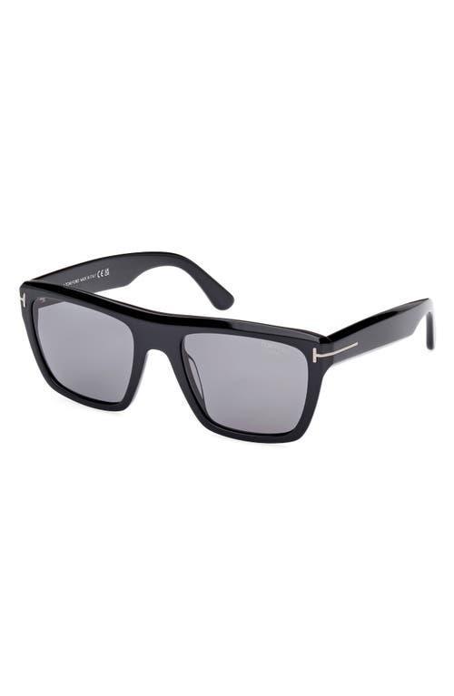 TOM FORD Men's Alberto Polarized Square Sunglasses In Shiny Black / Polarized Smoke Product Image