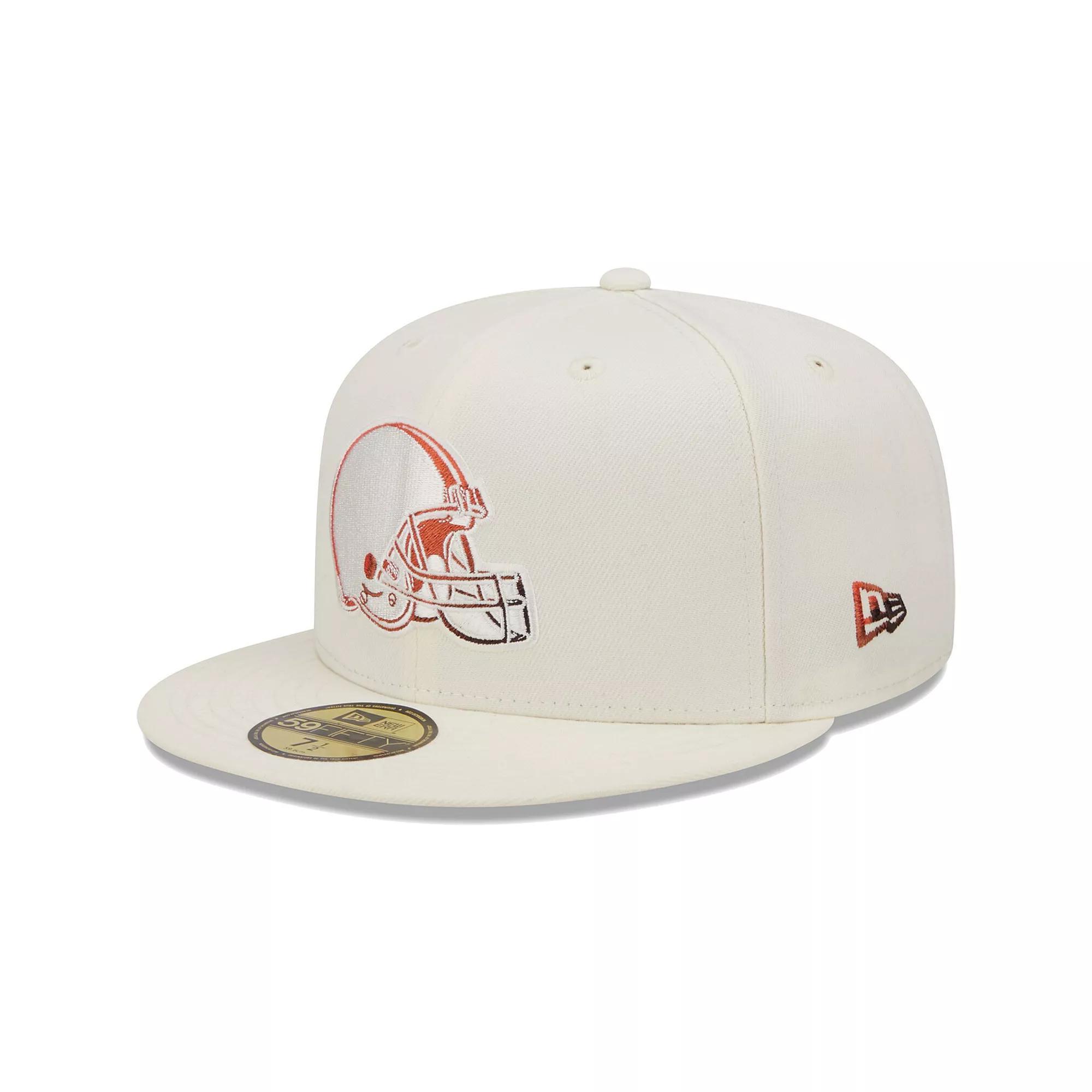 Men's New Era Cream Cleveland Browns Chrome Dim 59FIFTY Fitted Hat, Size: 7 1/4, Beige Product Image