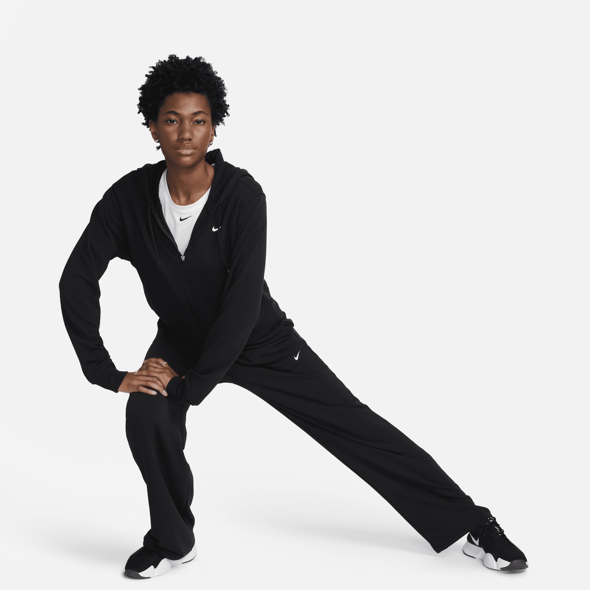 Nike Women's One Dri-FIT French Terry Full-Zip Hoodie in Black/Black Size XL Cotton/Polyester/Spandex Product Image