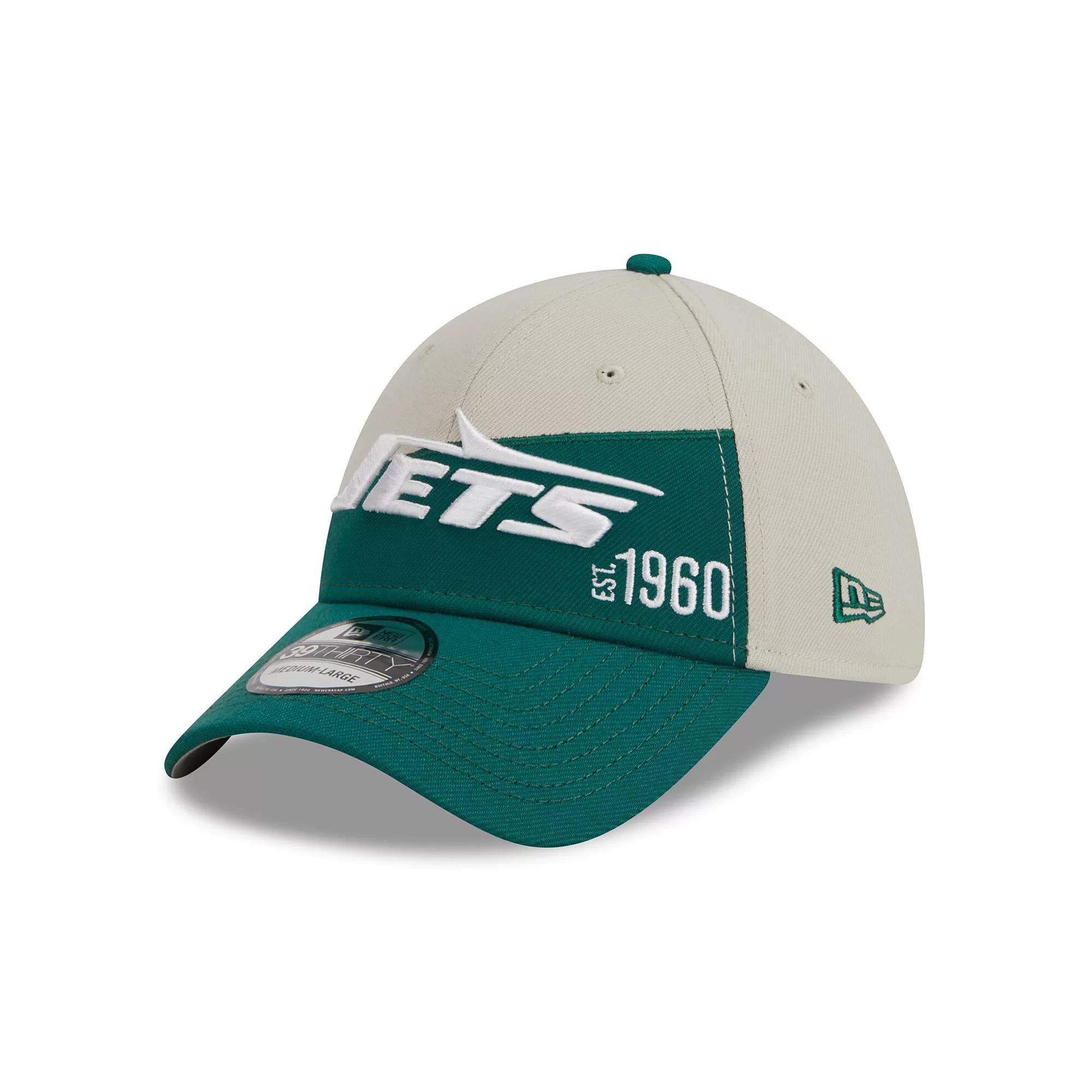 Men's New Era Cream/Kelly Green New York Jets 2023 Sideline Historic 39THIRTY Flex Hat, Size: Small/Medium, Beige Product Image