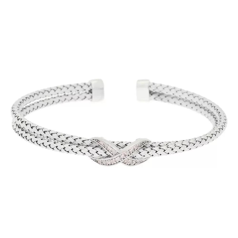 Meshmerise Sterling Silver 1/5 Carat T.W. Diamond Infinity Symbol Cuff Bracelet, Women's, Size: 7" Product Image