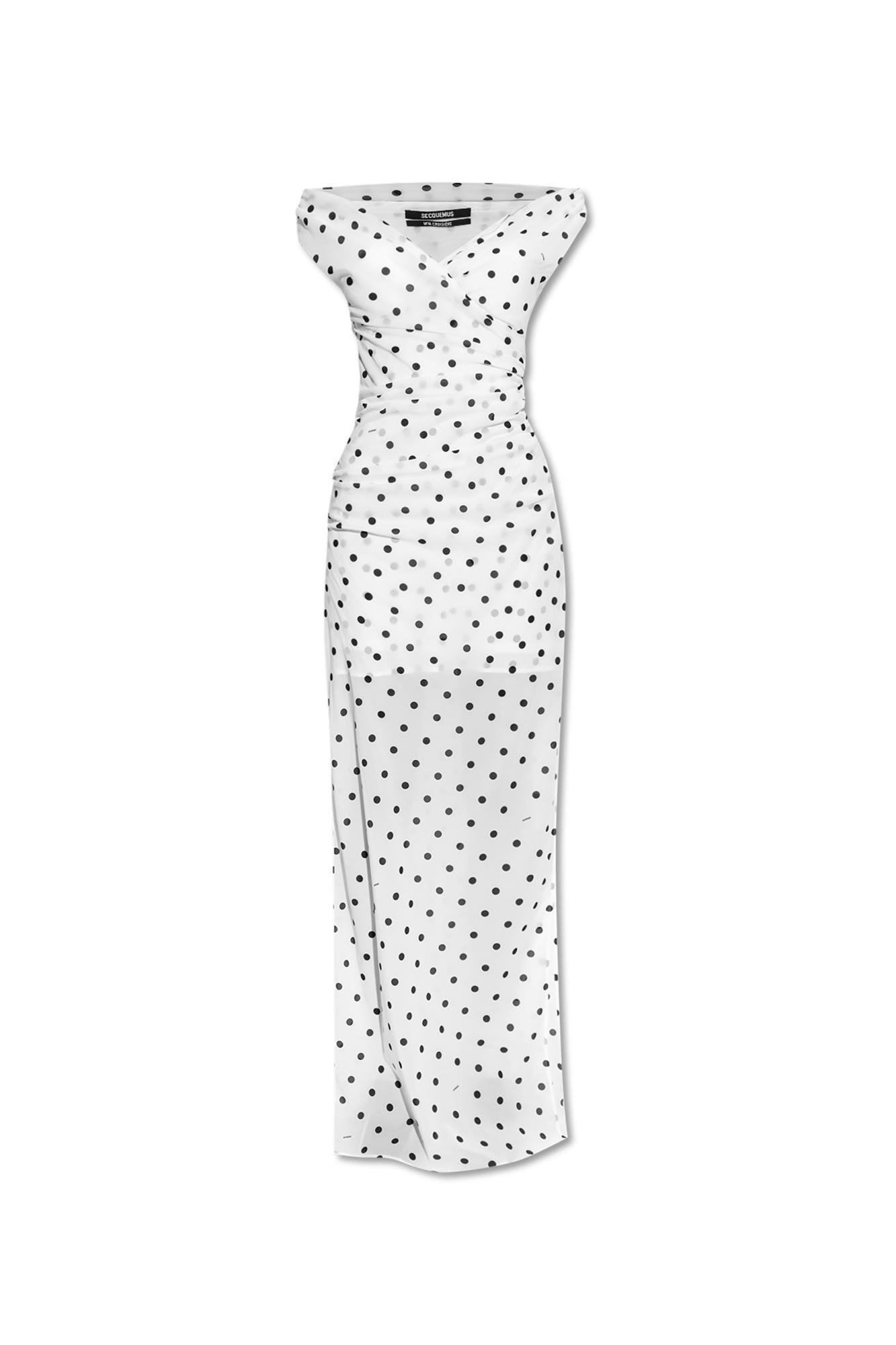 JACQUEMUS Women Rita Pois Long Dress In White Product Image