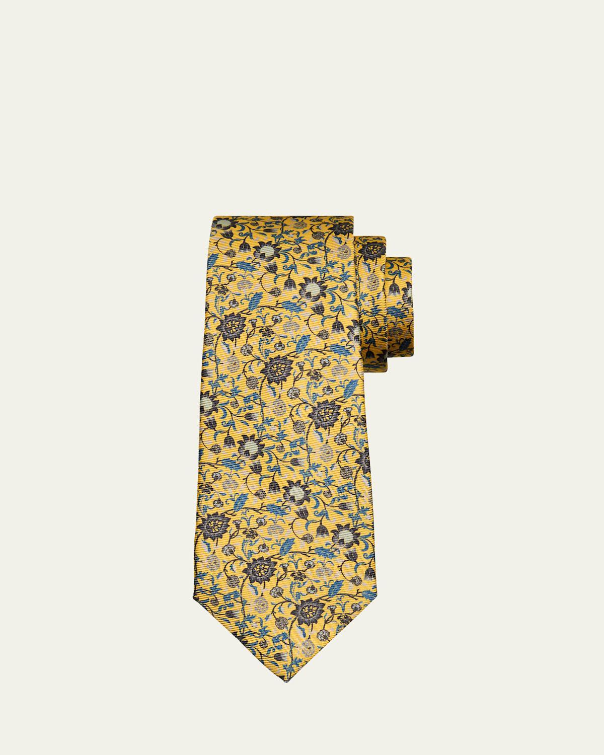 Mens Floral Paisley Silk 7-Fold Tie Product Image