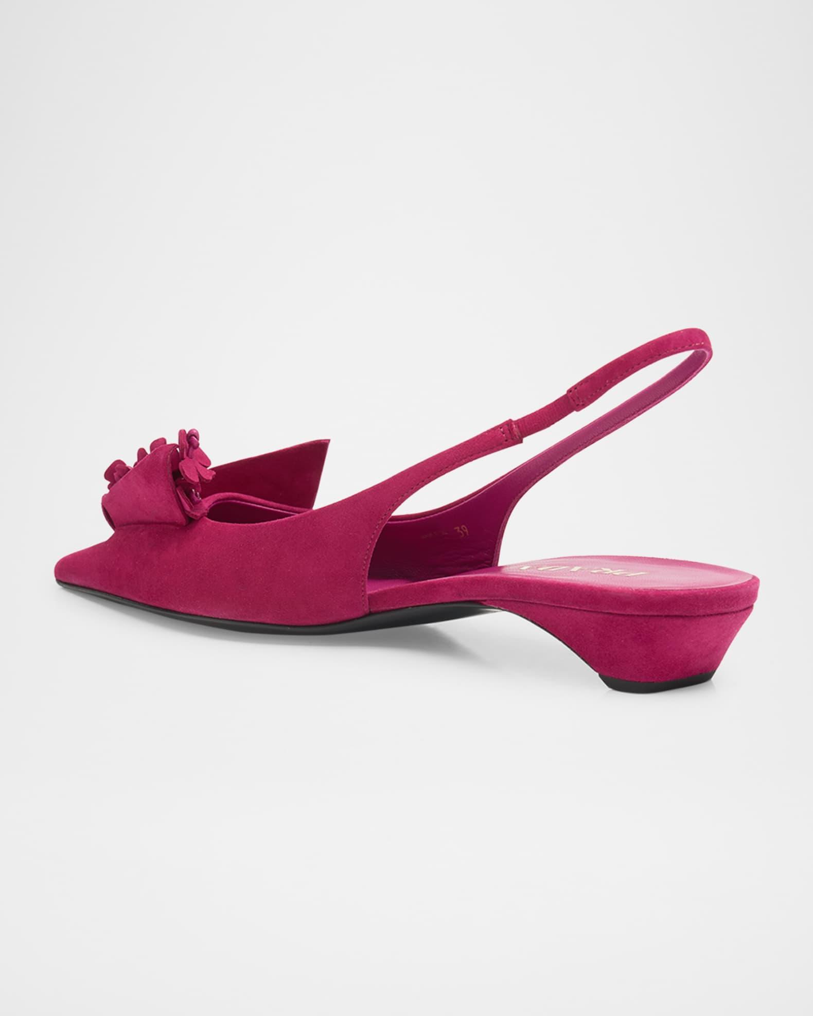 Suede Flower Slingback Pumps Product Image