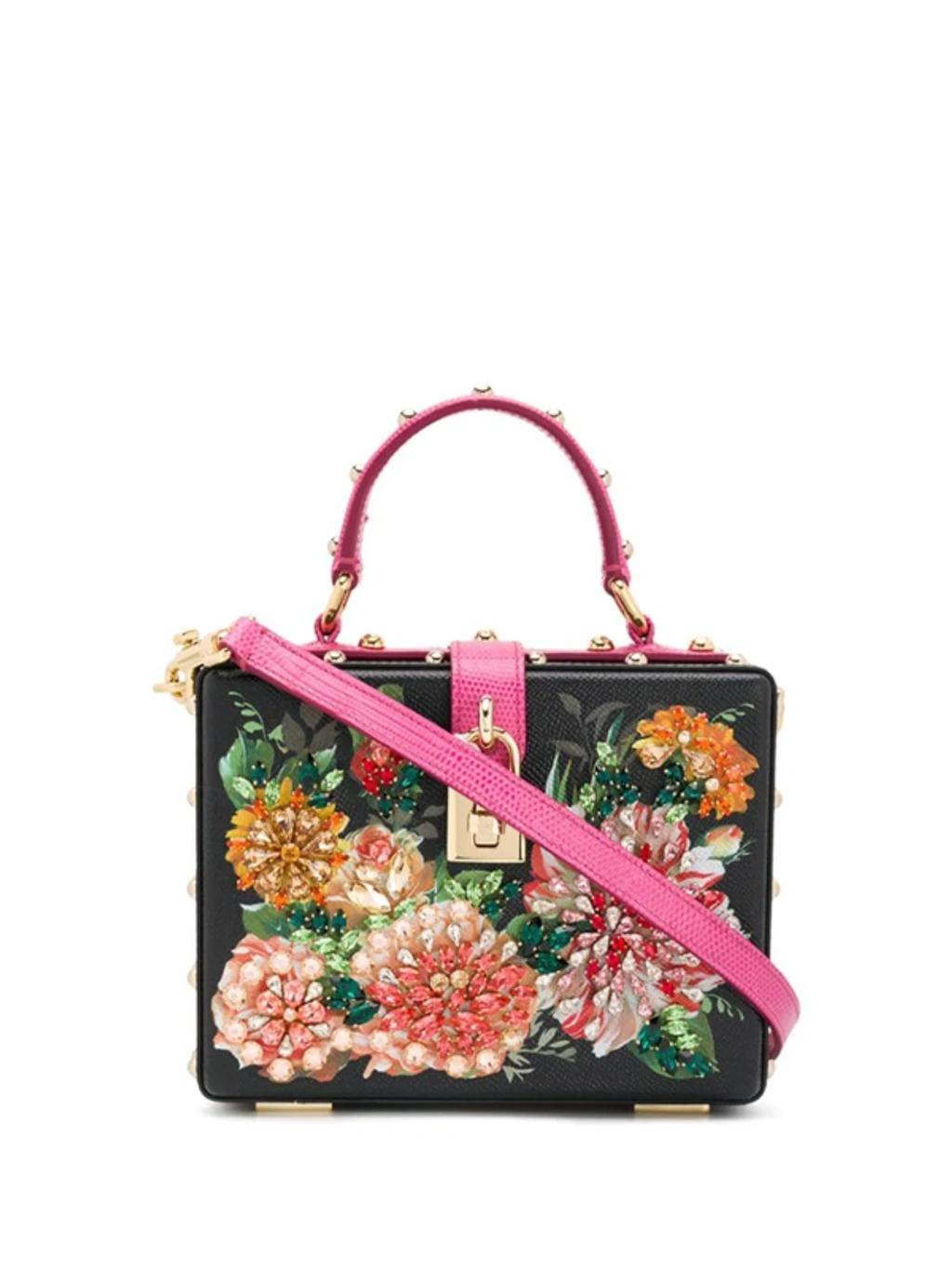 DOLCE & GABBANA Dolce Box Bag In Printed Dauphine Calfskin With Embroidery In Floral Print Product Image