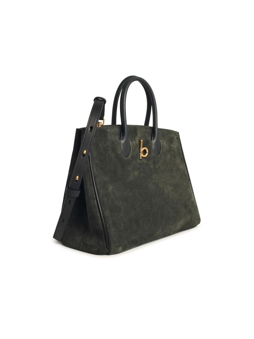 BURBERRY 'rocking Horse' Green Suede Bag In Loch Product Image