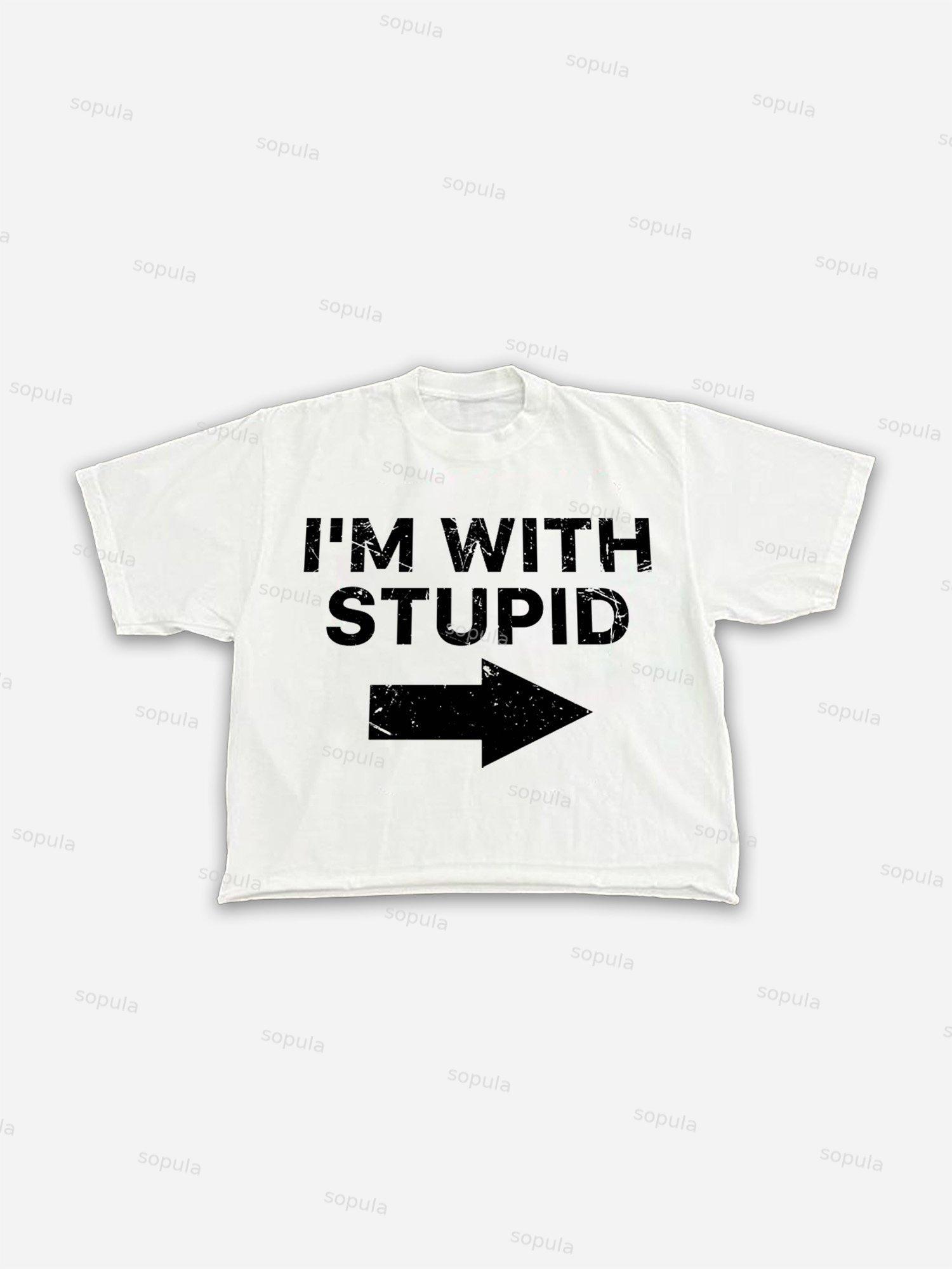 I'm With Stupid Vintage Graphic Cropped T-shirt Product Image