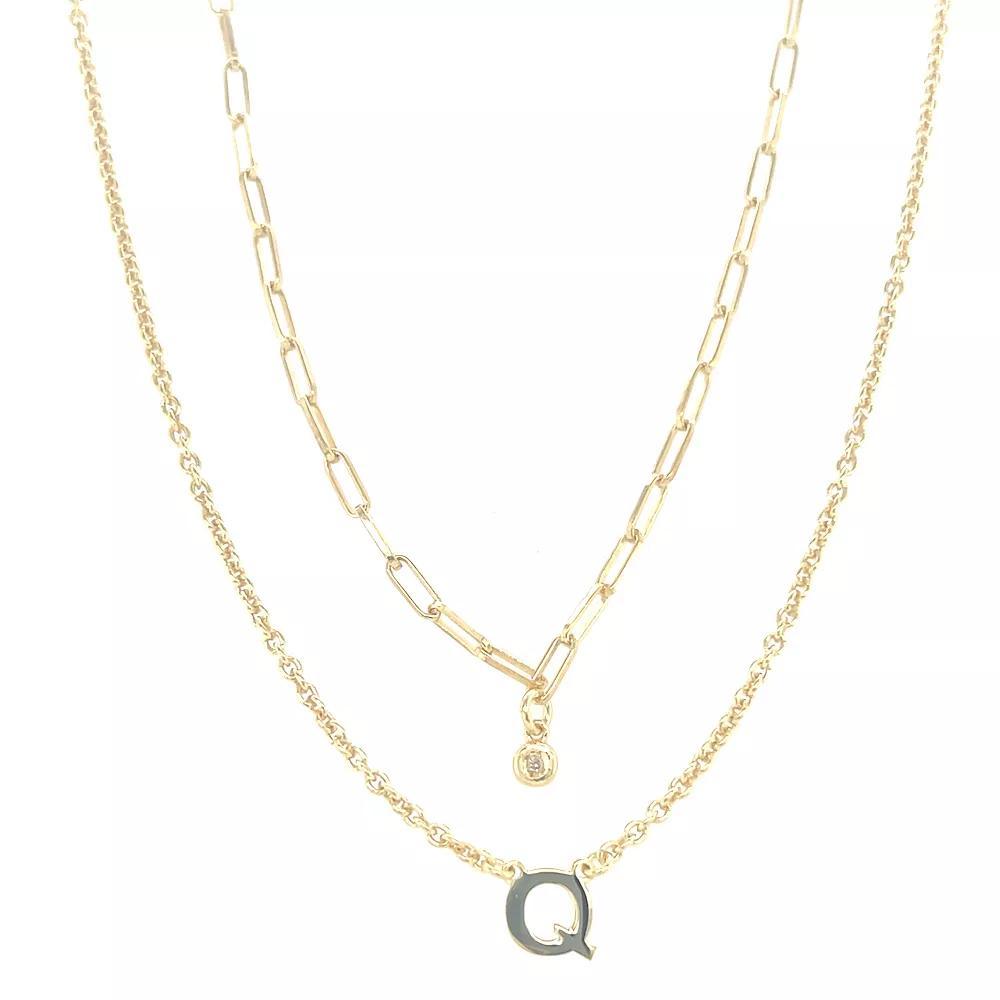 Meshmerise 18k Gold Over Silver Diamond Accent Initial Multi Layer Necklace, Women's, Size: 16-18" ADJ, Gold Tone Q Product Image