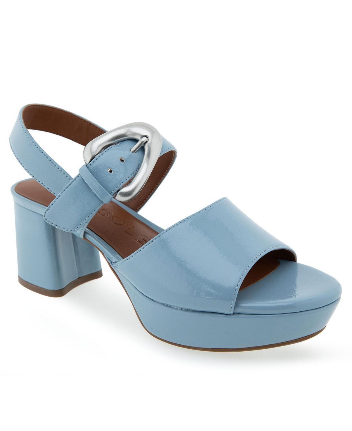 Aerosoles Chamber Women's Glossy Platform Sandals, Size: 8.5, Dusty Blue Patent Pu Product Image