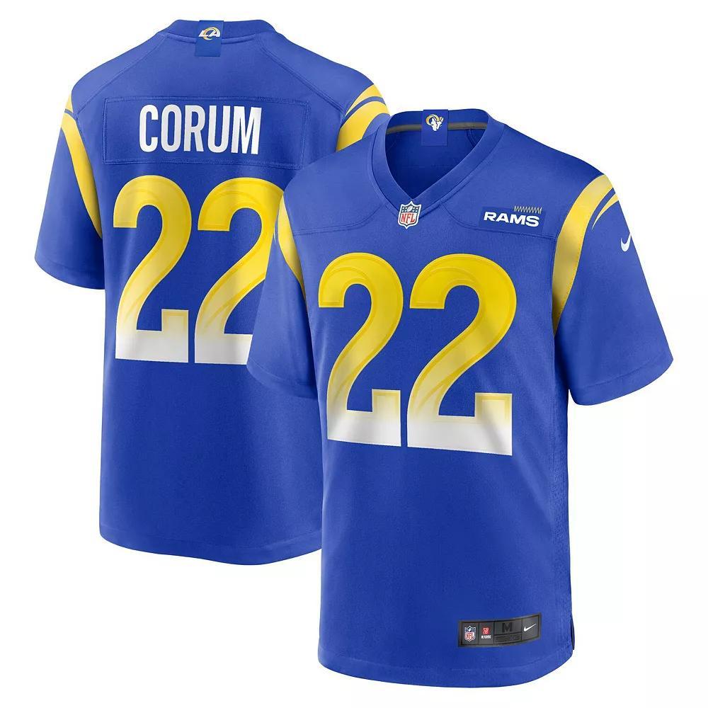 Men's Nike Blake Corum Royal Los Angeles Rams 2024 NFL Draft Game Player Jersey, Size: Large, Blue Product Image