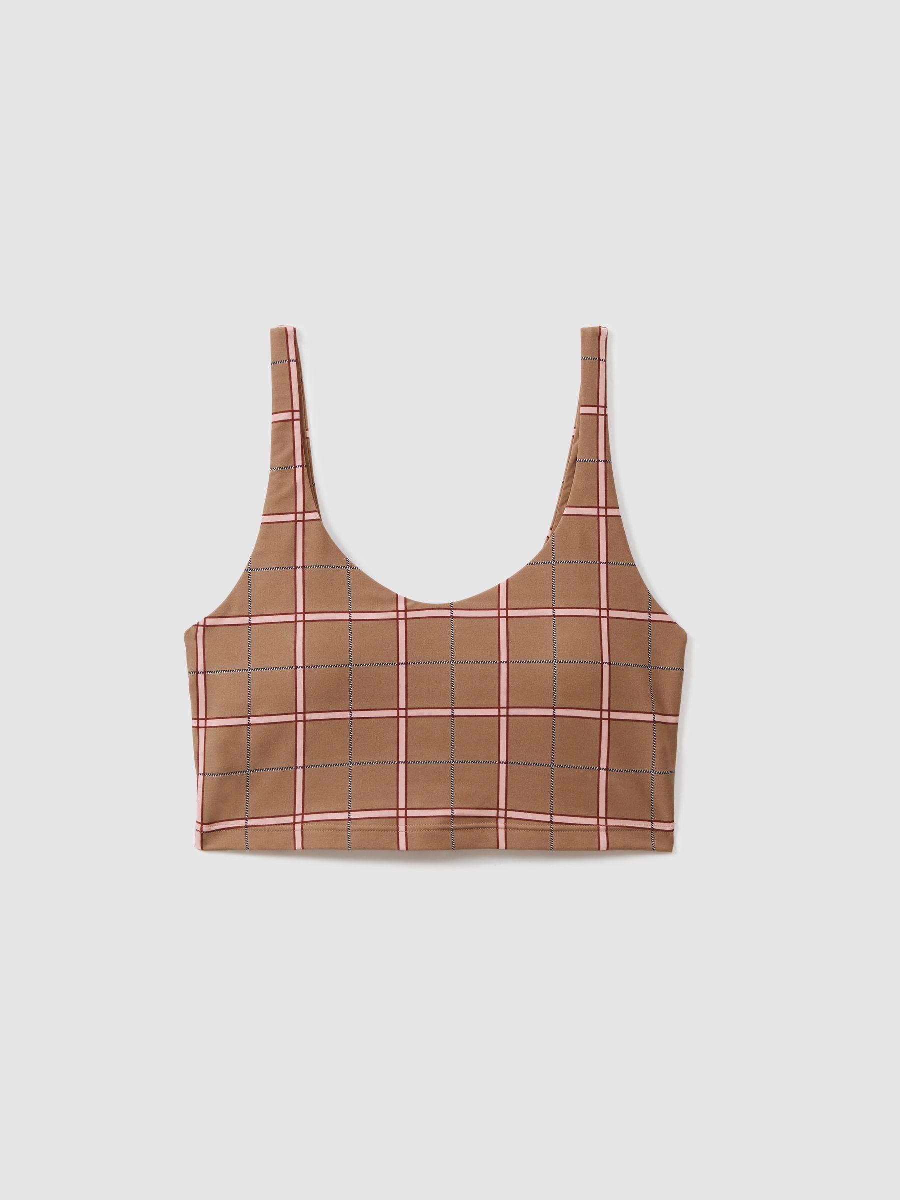 The Upside Check Sports Bra in Brown Check Product Image