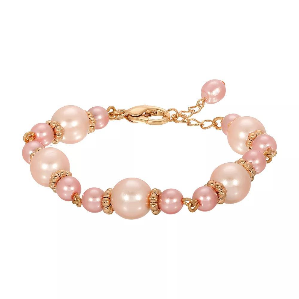 1928 Gold Tone Pink Pearl Bracelet, Womens Product Image