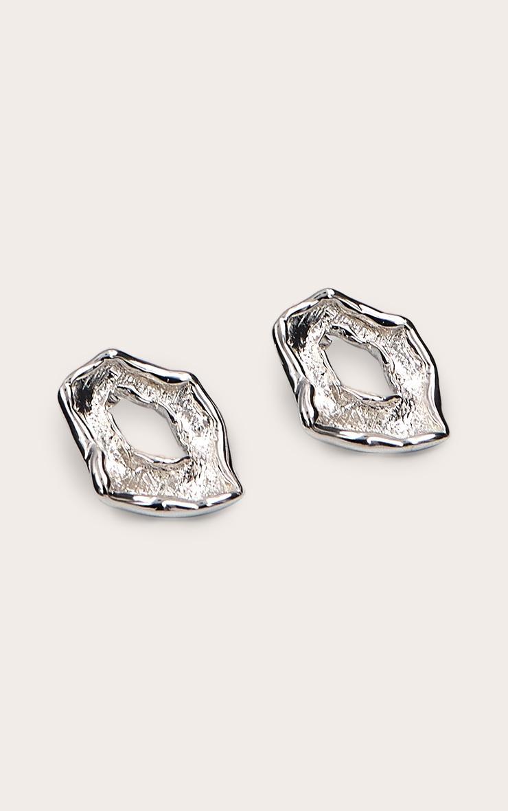 Silver Textured Abstract Circular Earrings Product Image