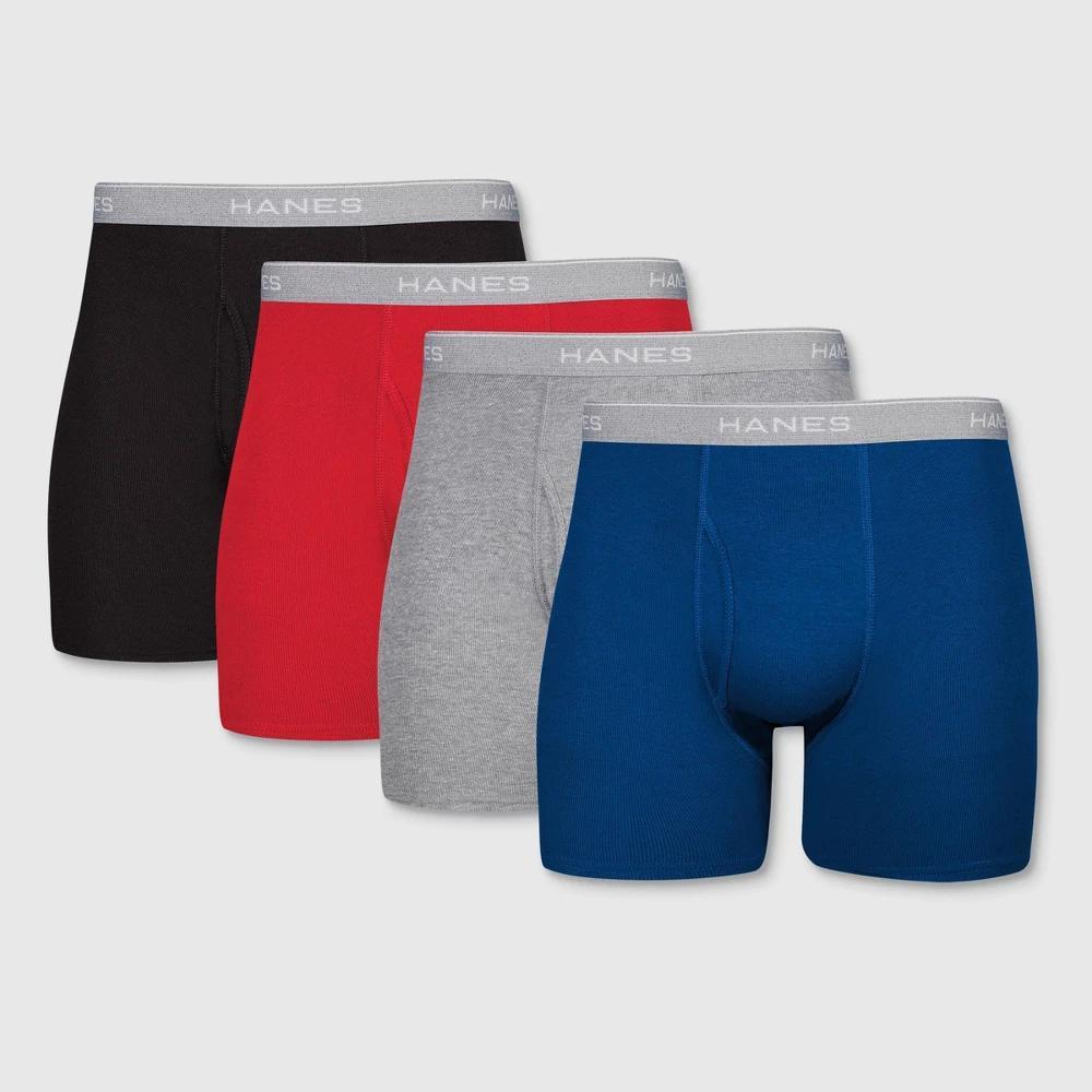 Hanes Men's Boxer Briefs 4pk - RedBlack XXL: Tagless, Breathable, Moisture Wicking Fabric Product Image