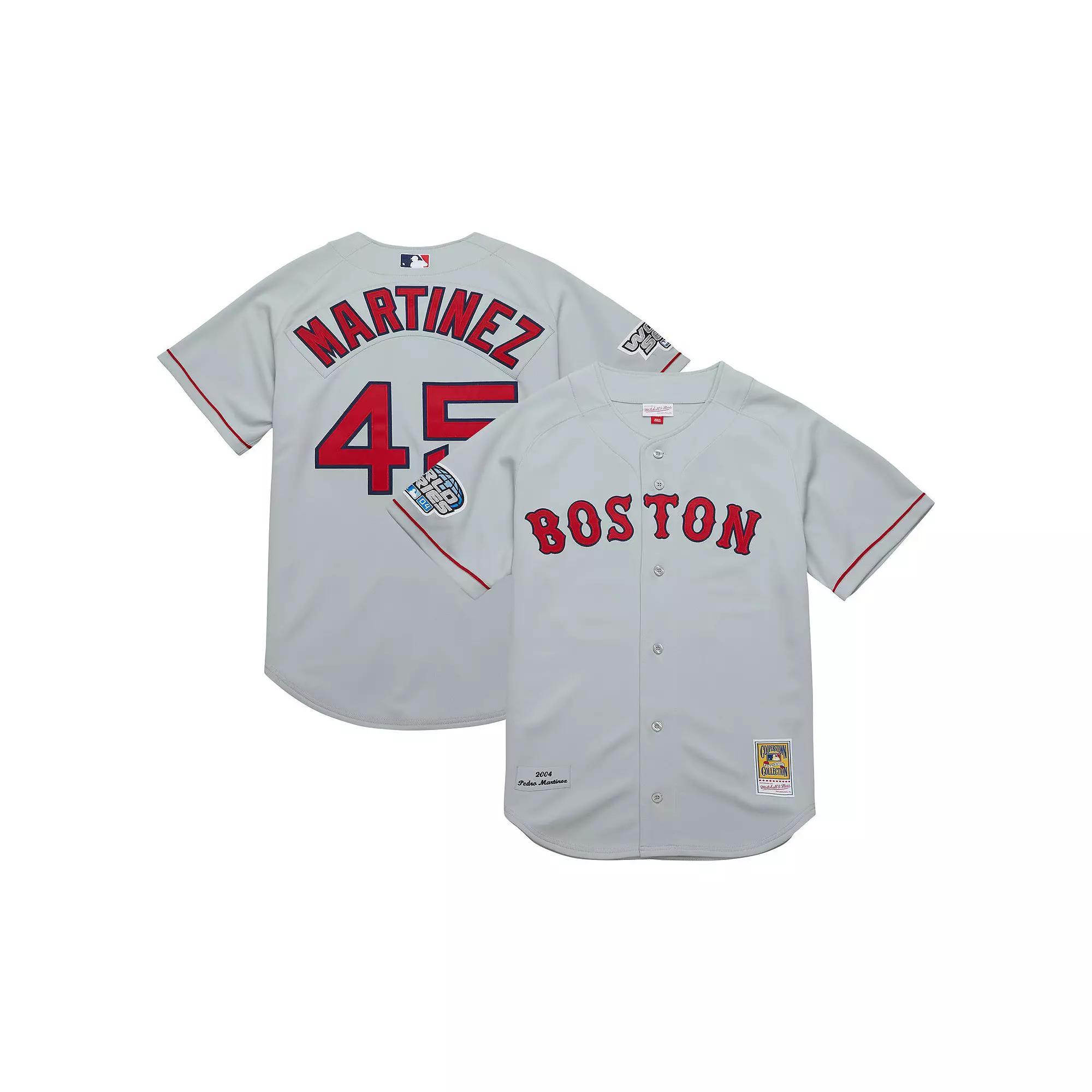 Mens Mitchell & Ness Pedro Martinez Gray Boston Red Sox 2004 Cooperstown Collection Authentic Throwback Jersey Product Image