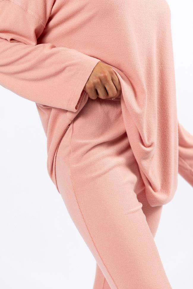 The Perfect Coral Brushed Rib Flare Pants Set SALE Product Image