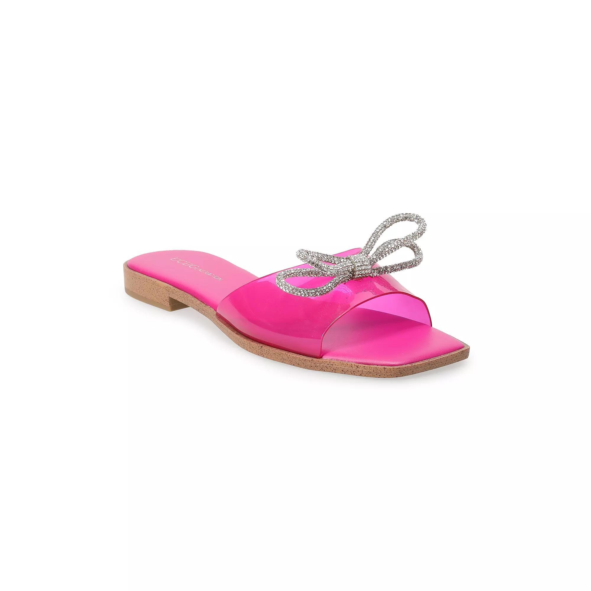 BCBGeneration Laffi Vinyl Rhinestone Bow Slides Product Image