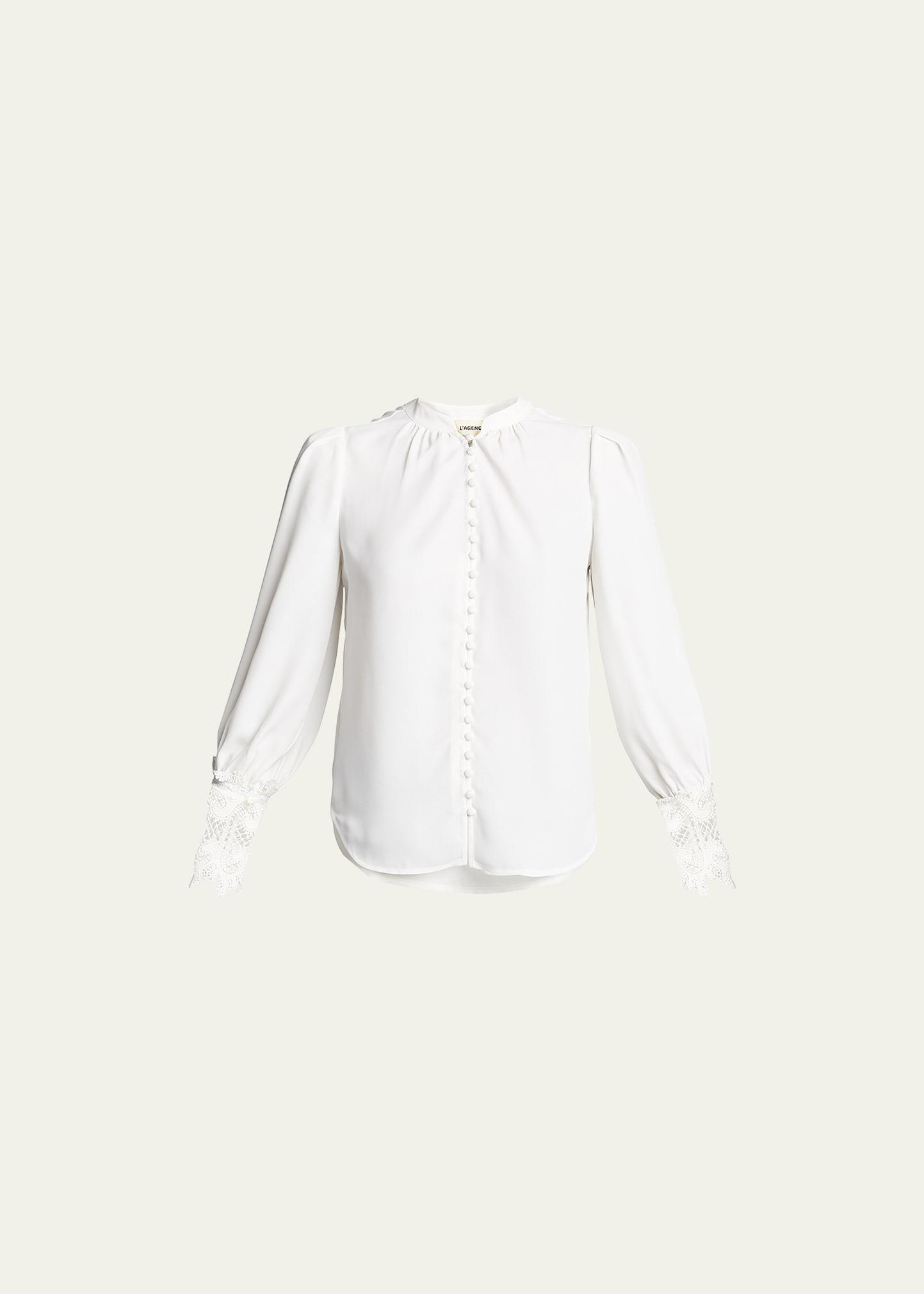 Ava Lace-Cuff Blouse Product Image