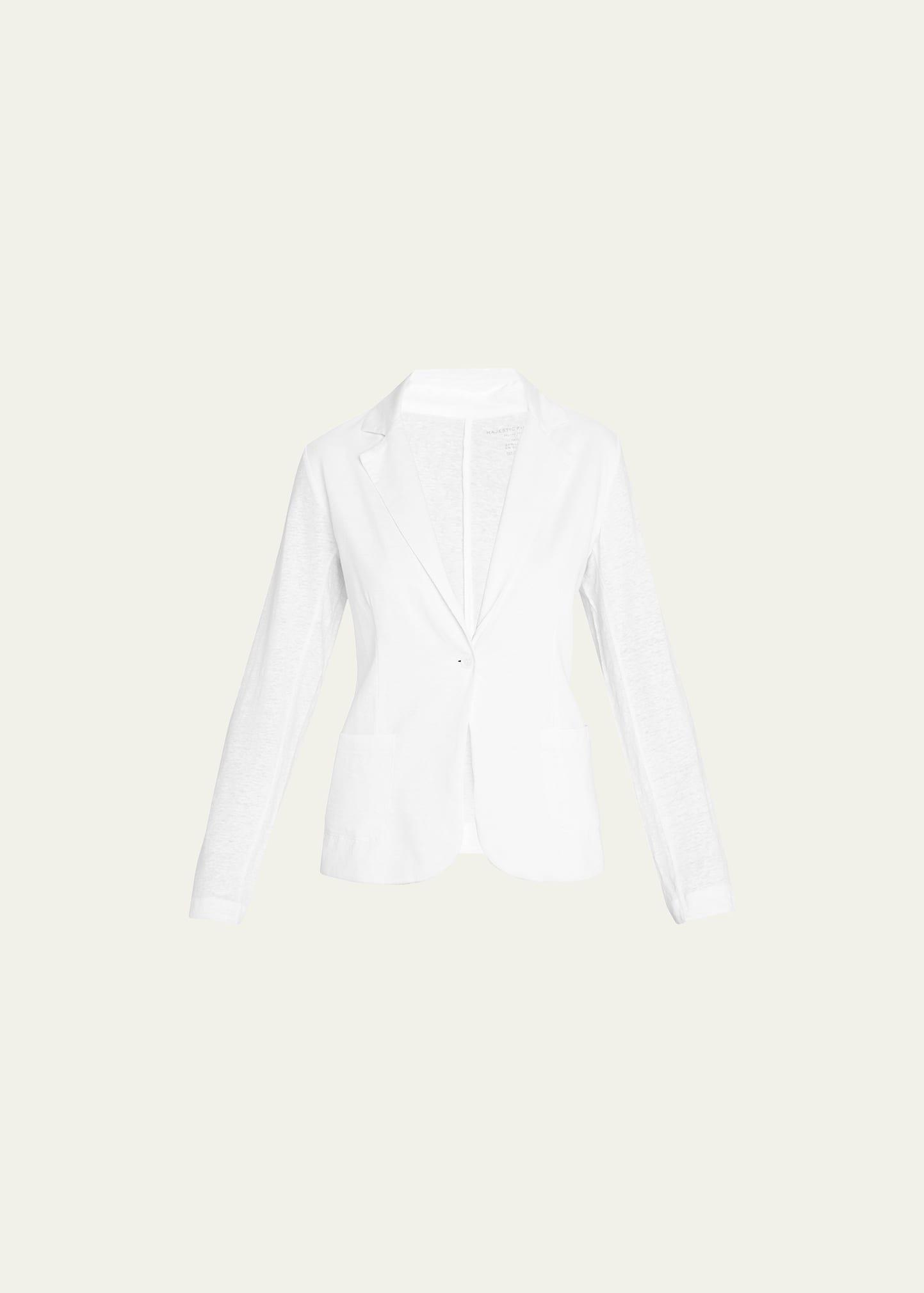 Stretch Linen One-Button Blazer Product Image