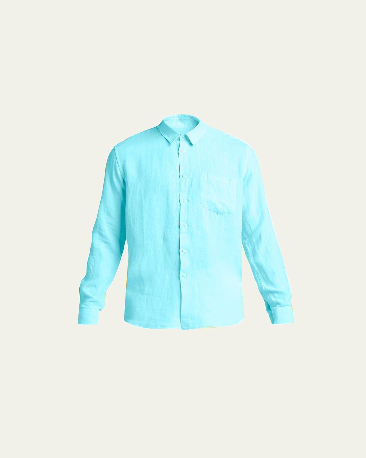 Mens Caroubis Solid Linen Sport Shirt Product Image