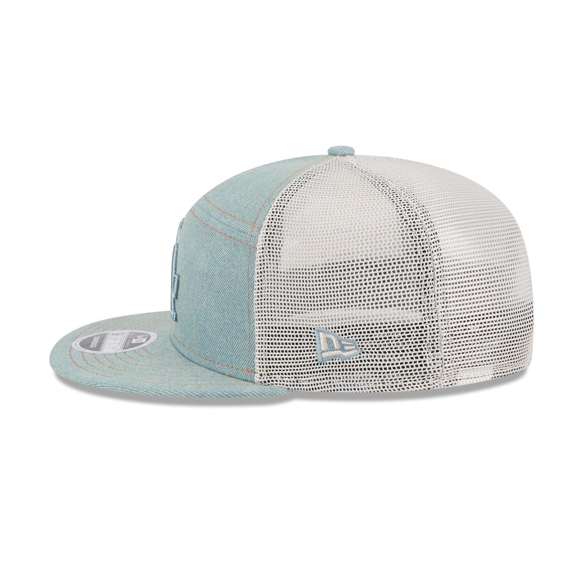 Los Angeles Dodgers Denim Split Panel 9FIFTY Trucker Hat Male Product Image