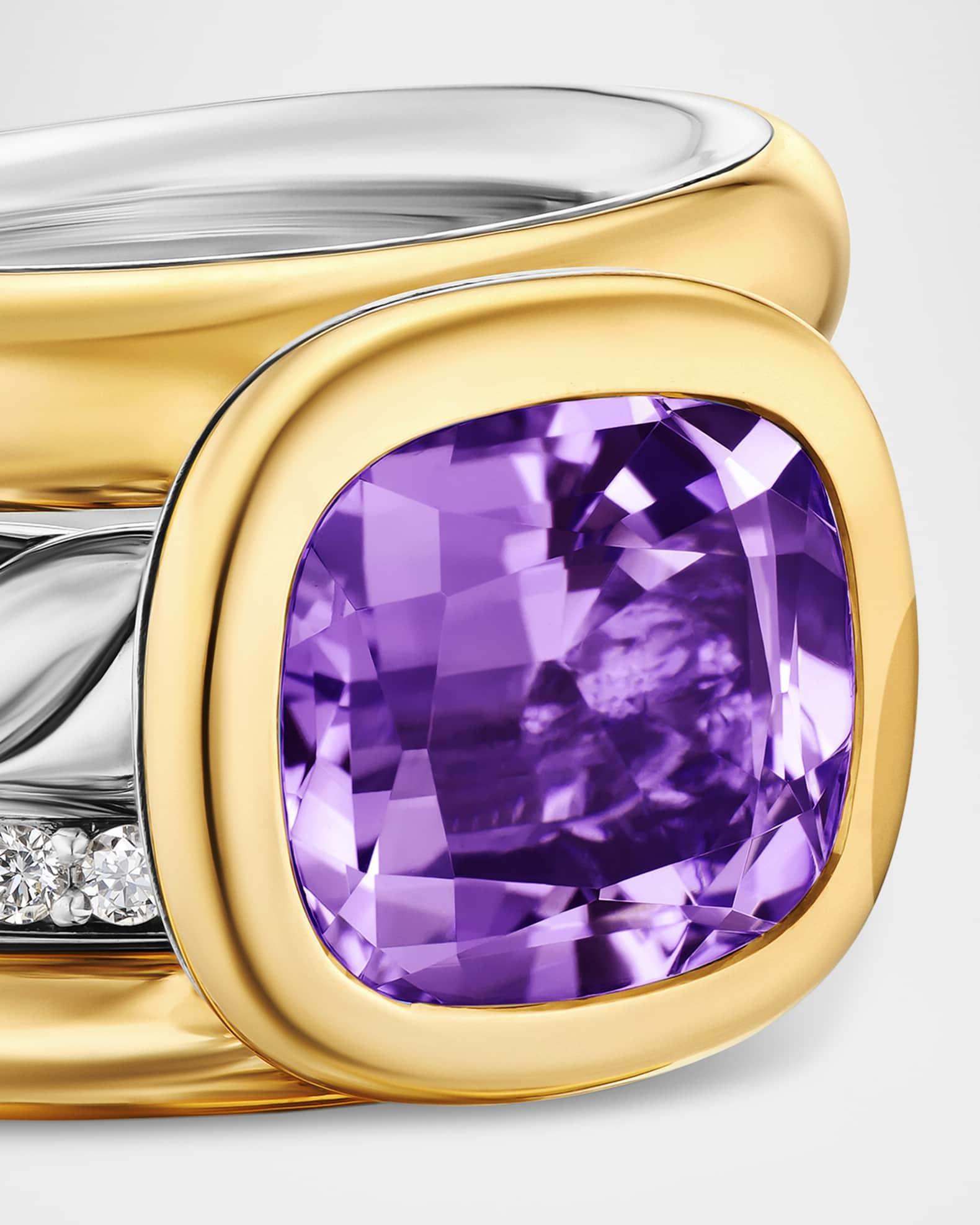 DY Mercer 4 Row Stone Ring with Diamonds in Silver and 18K Gold Product Image