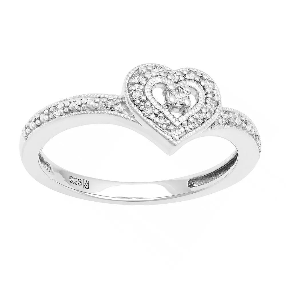 Love Always Sterling Silver 1/10 Carat T.W. Diamond Heart Promise Ring, Women's, Size: 8 Product Image