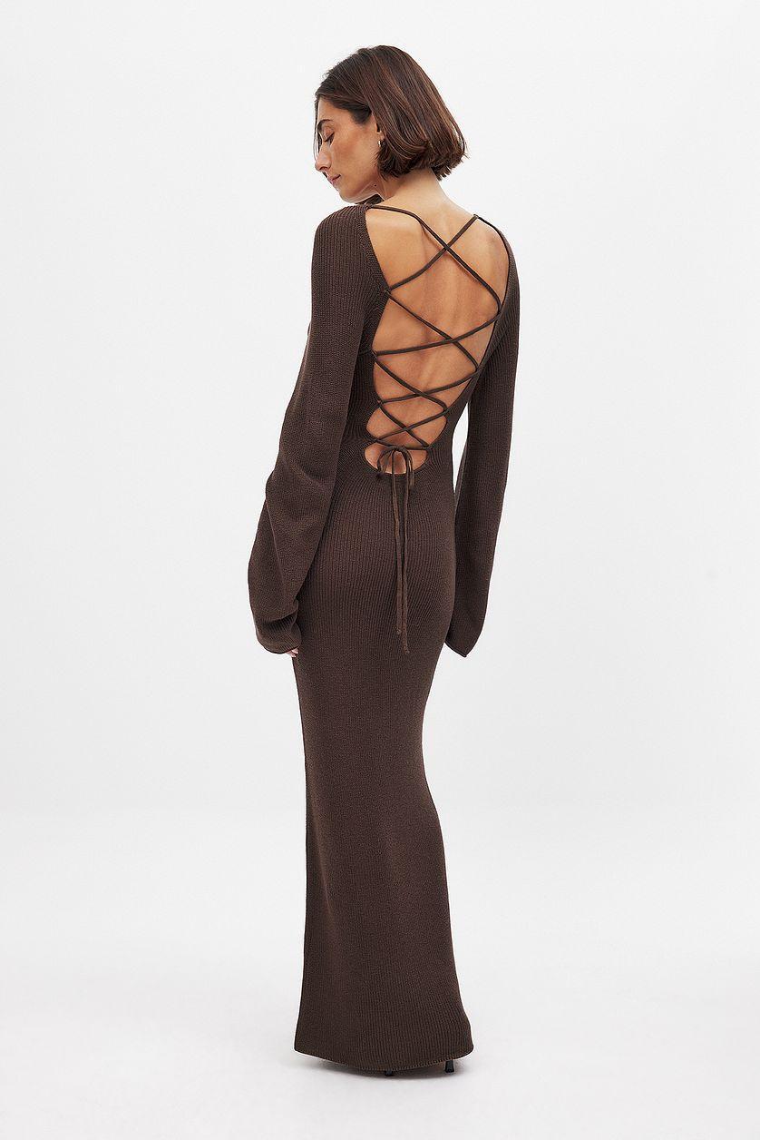 Open Back Lace Detail Knitted Maxi Dress Product Image