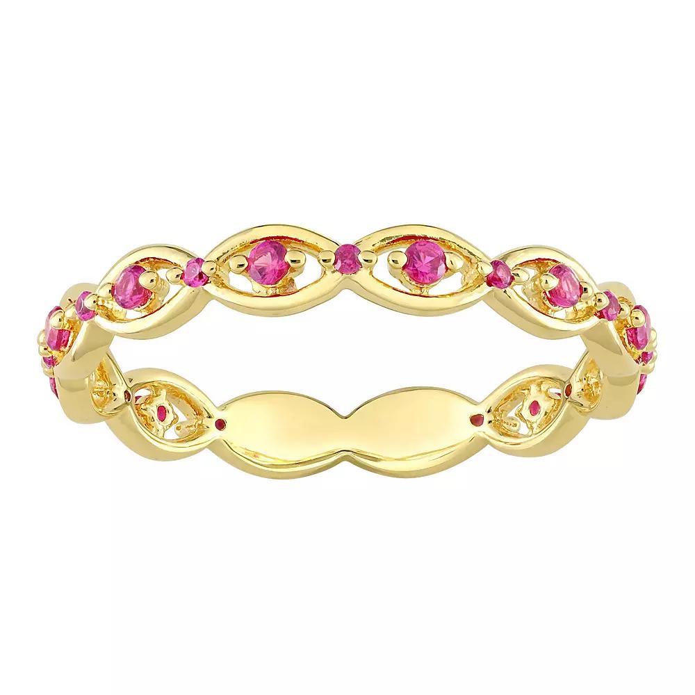Stella Grace Gold Tone Sterling Silver Lab-Created Ruby Eternity Ring, Women's, Size: 7, 18k Gold Plated Product Image
