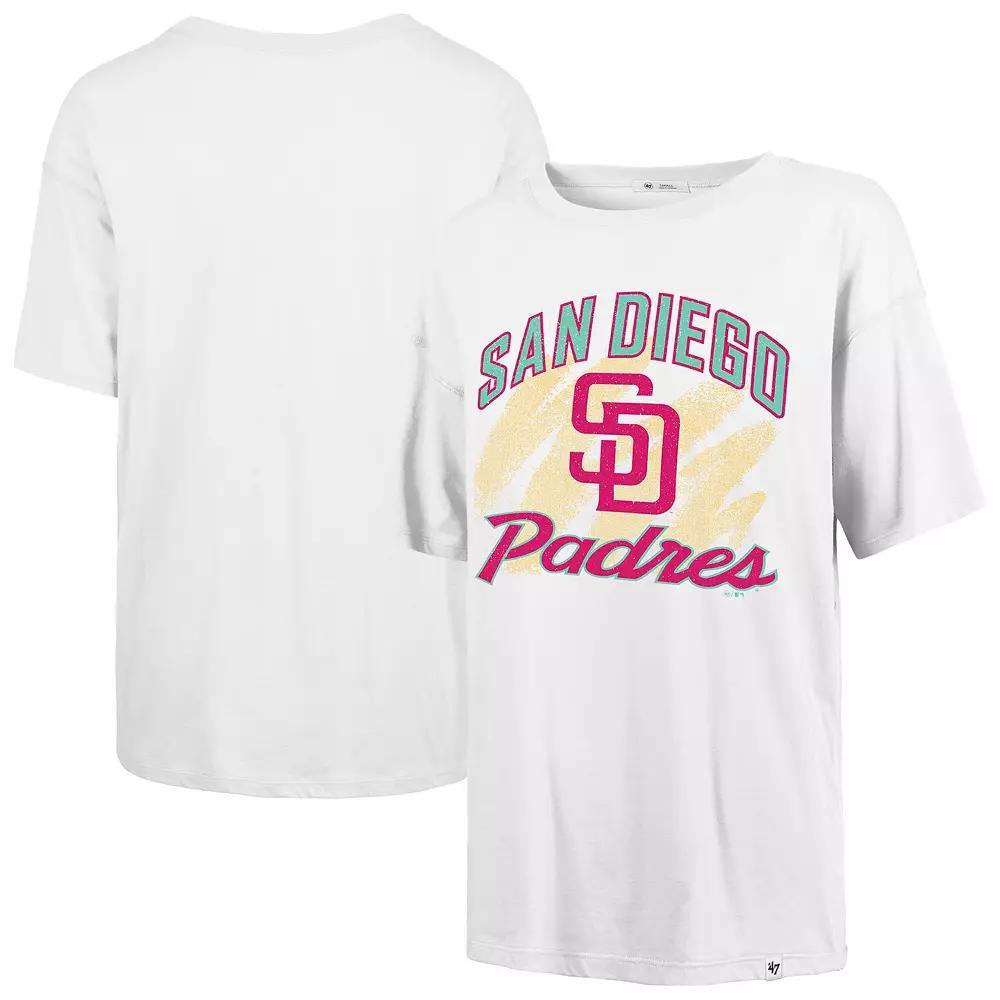 Women's '47  White San Diego Padres City Connect Sadie Distressed T-Shirt, Size: Small Product Image