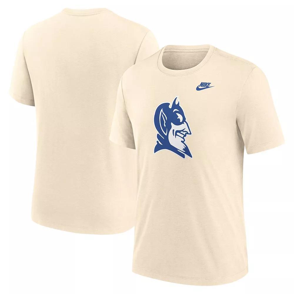 Men's Nike Cream Duke Blue Devils Vault Logo Tri-Blend T-Shirt, Size: Medium, Beige Product Image