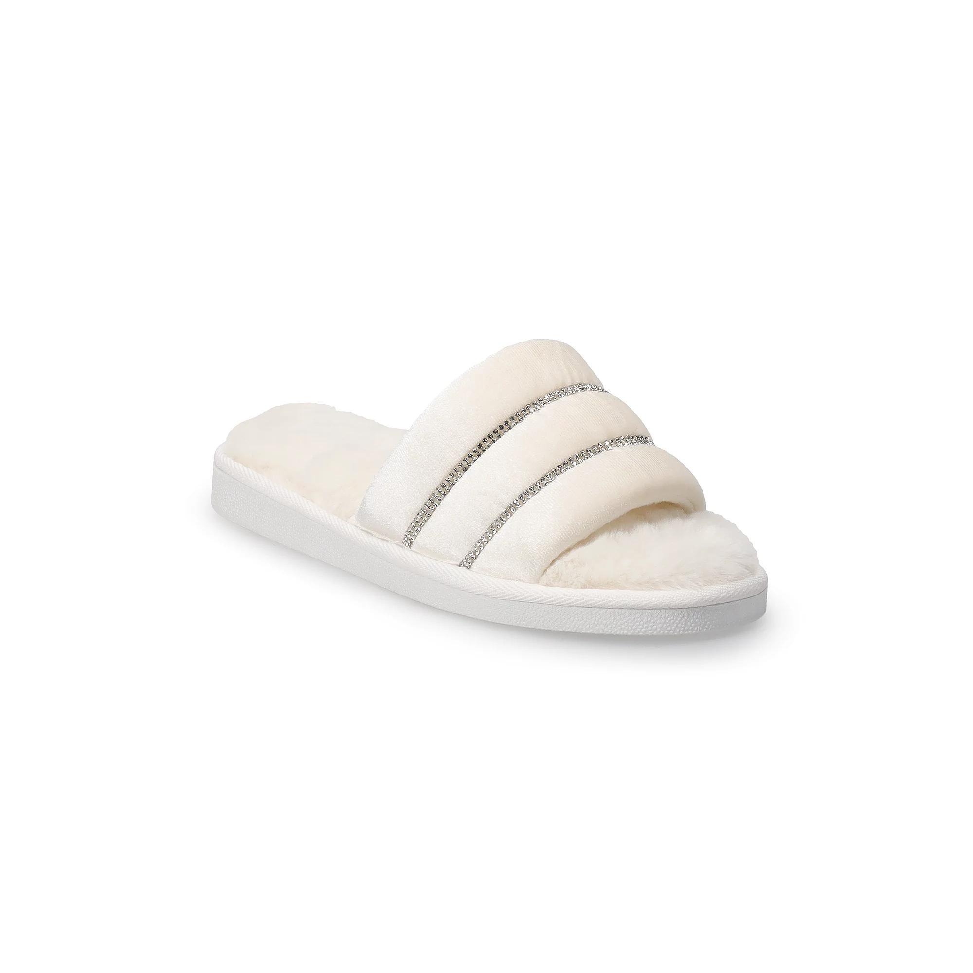 Janelle Women's Bling Slide Slippers, Size: Large, Ivory Product Image