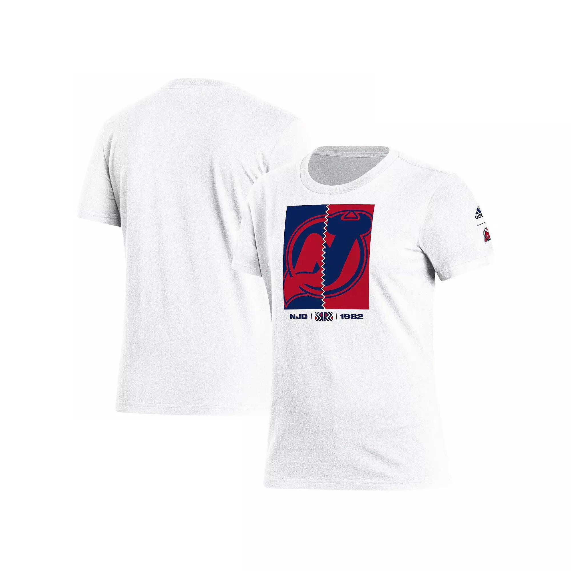 Women's adidas White New Jersey Devils Reverse Retro 2.0 Playmaker T-Shirt, Size: XL, Nhl White Product Image